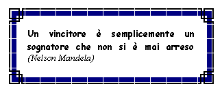 Casella di testo: Un vincitore  semplicemente un sognatore che non si  mai arreso (Nelson Mandela) 